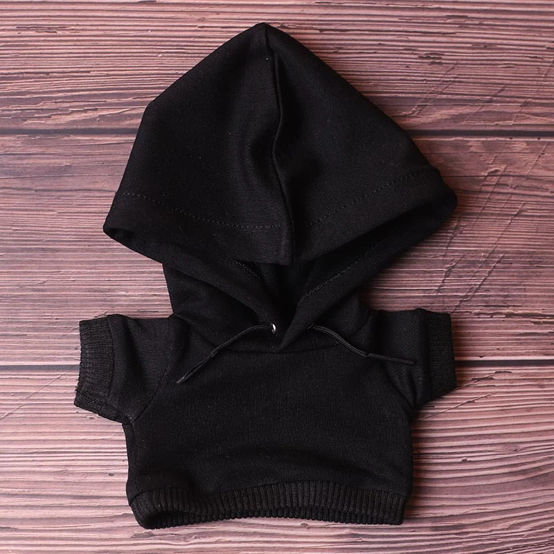 Blank Mini Doll Hoodies — Black hoodie no-logo hooded pocket-free single piece