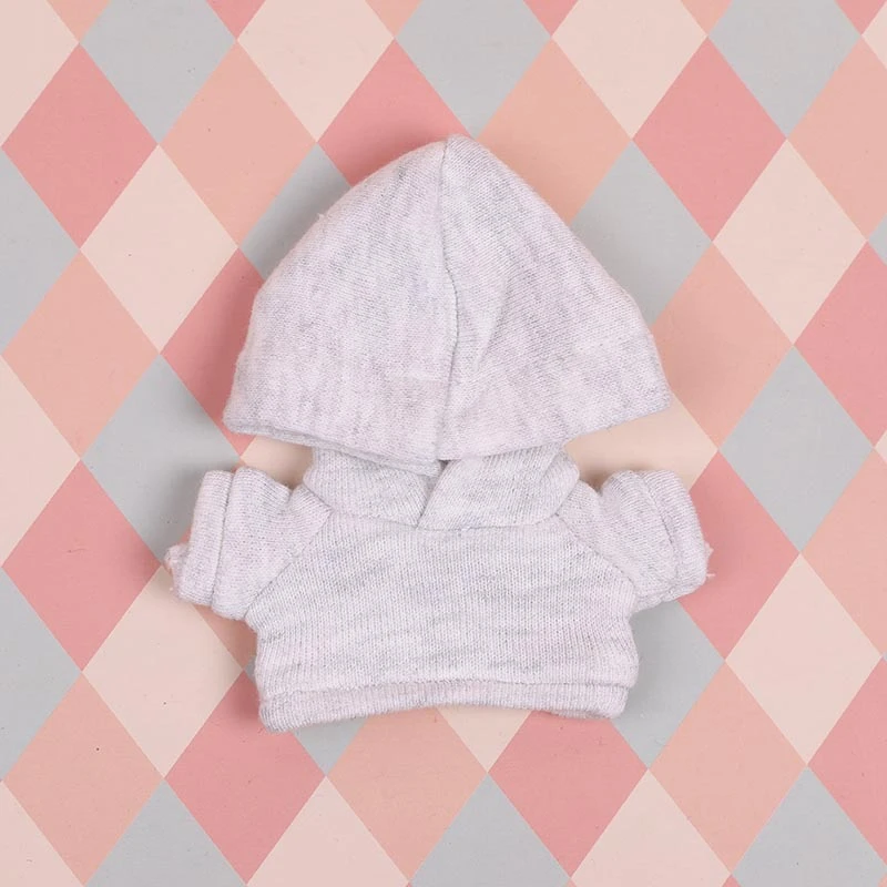 Blank Mini Doll Hoodies — Heavy heather grey no-logo hooded pocket-free hoodie