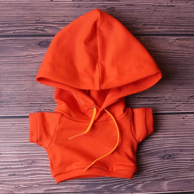 Blank Mini Doll Hoodies — Orange-red hoodie no-logo hooded pocket-free single piece
