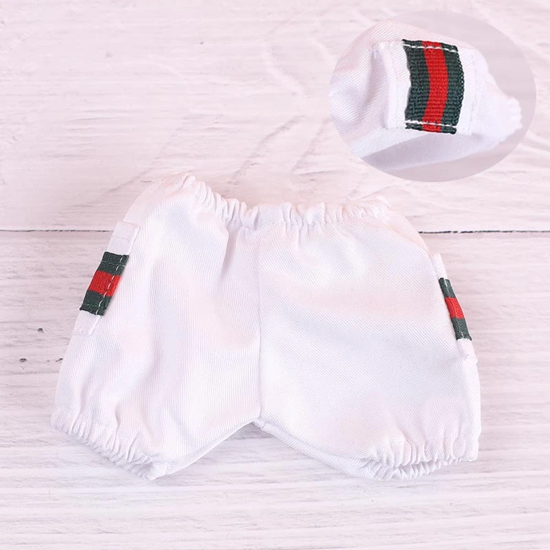 Doll Denim and Casual Pants Collection — Red-green ribbon White elastic-waist pants