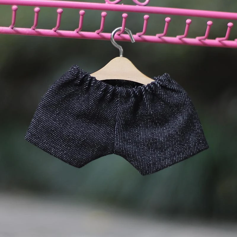 Elastic Waist Doll Jeans — Black elastic-waist denim pants