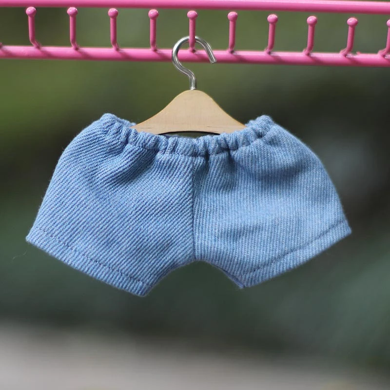 Elastic Waist Doll Jeans — Light blue elastic-waist denim pants