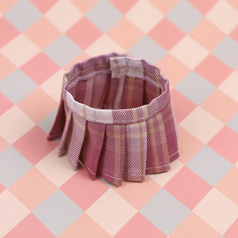 JK Pleated Doll Skirt Sets — JK pleated skirt single piece - Red and white plaid raspberry tea