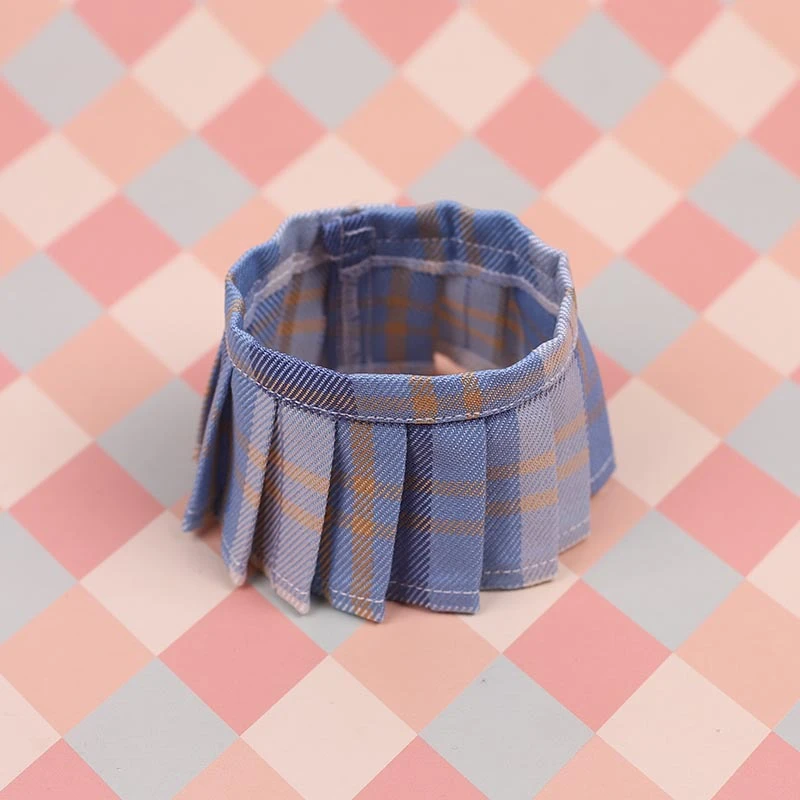 JK Pleated Doll Skirt Sets — JK pleated skirt single piece - Dark and light blue plaid ice cream