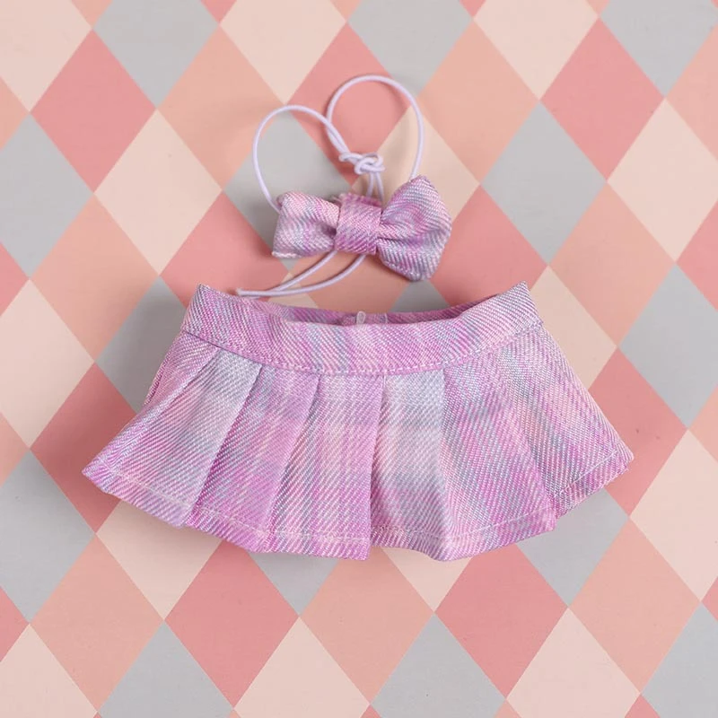 JK Pleated Doll Skirt Sets — JK pleated skirt bow tie 2-piece set - Peach Blossom