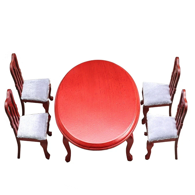 Mahogany Miniature Dining Table and Chairs — wholesale doll clothing and miniature accessory