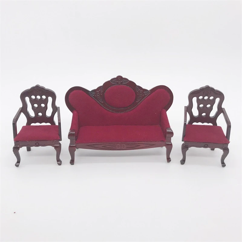 Mahogany Miniature Sofa — wholesale doll clothing and miniature accessory