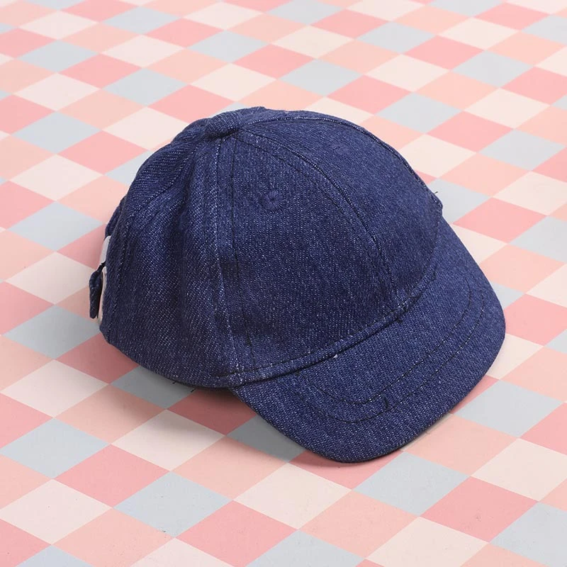 Mini Doll Baseball Caps — 20cm no-logo Dark blue denim baseball cap