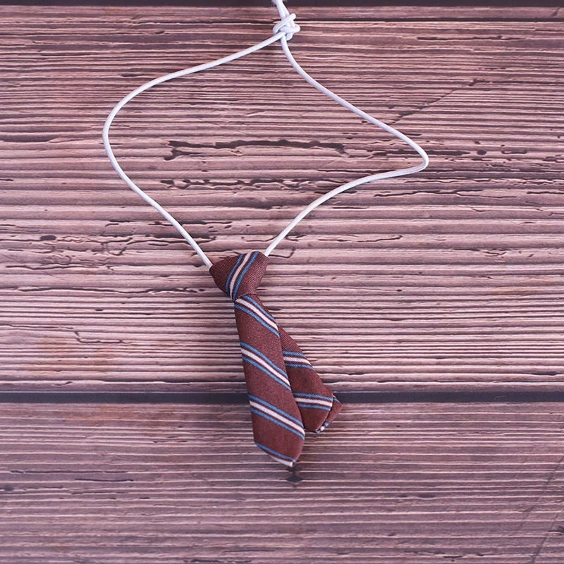 Mini Doll Bow Ties and Neckties — Brown striped necktie