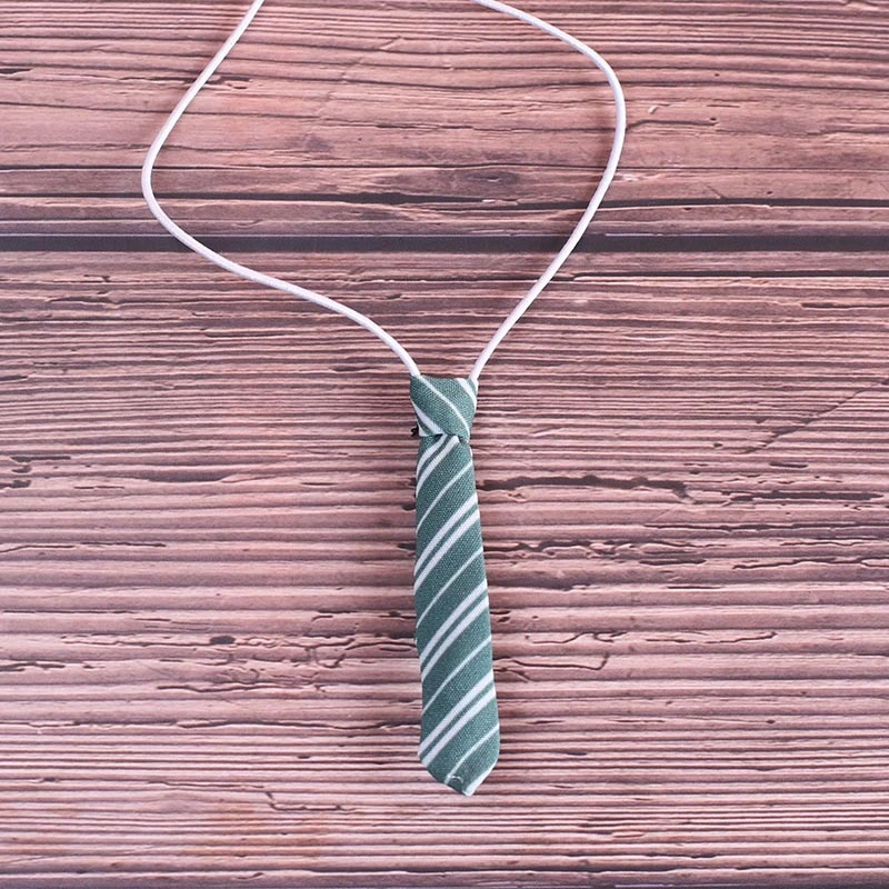 Mini Doll Bow Ties and Neckties — Green striped necktie