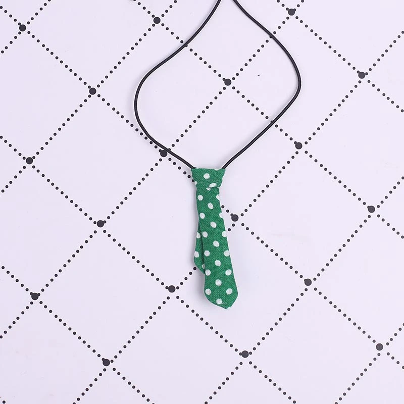 Mini Doll Bow Ties and Neckties — Green polka-dot necktie