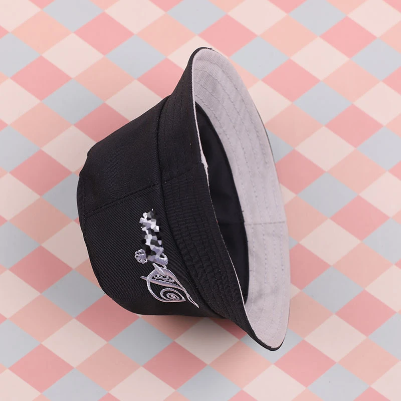 Mini Doll Bucket Hats and Caps — Black D bucket hat embroidered