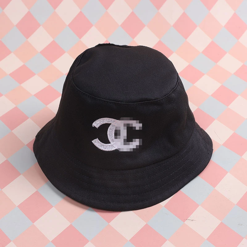Mini Doll Bucket Hats and Caps — Black bucket hat embroidered