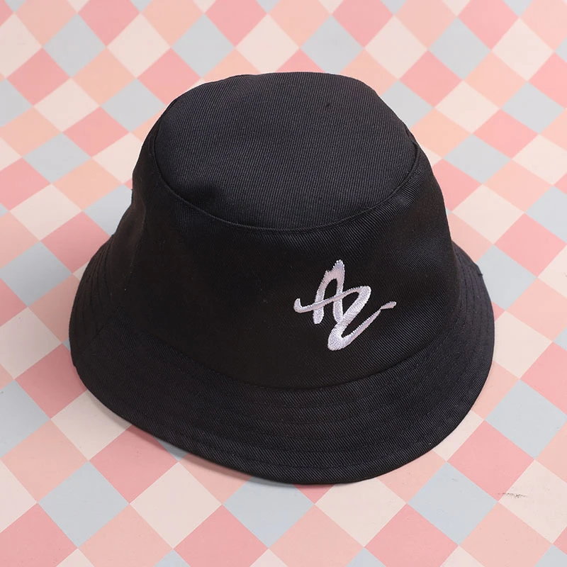 Mini Doll Bucket Hats and Caps — Black logo bucket hat embroidered