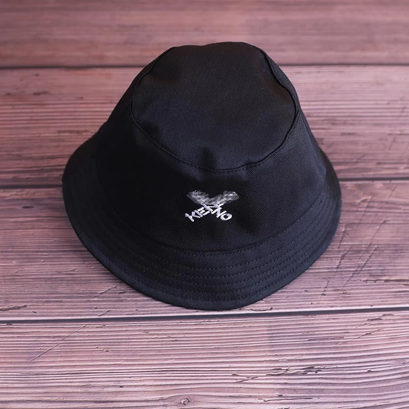 Mini Doll Bucket Hats and Caps — Black Ken bucket hat embroidered