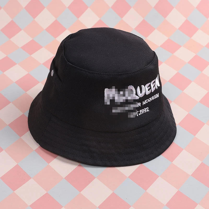 Mini Doll Bucket Hats and Caps — Black bucket hat embroidered