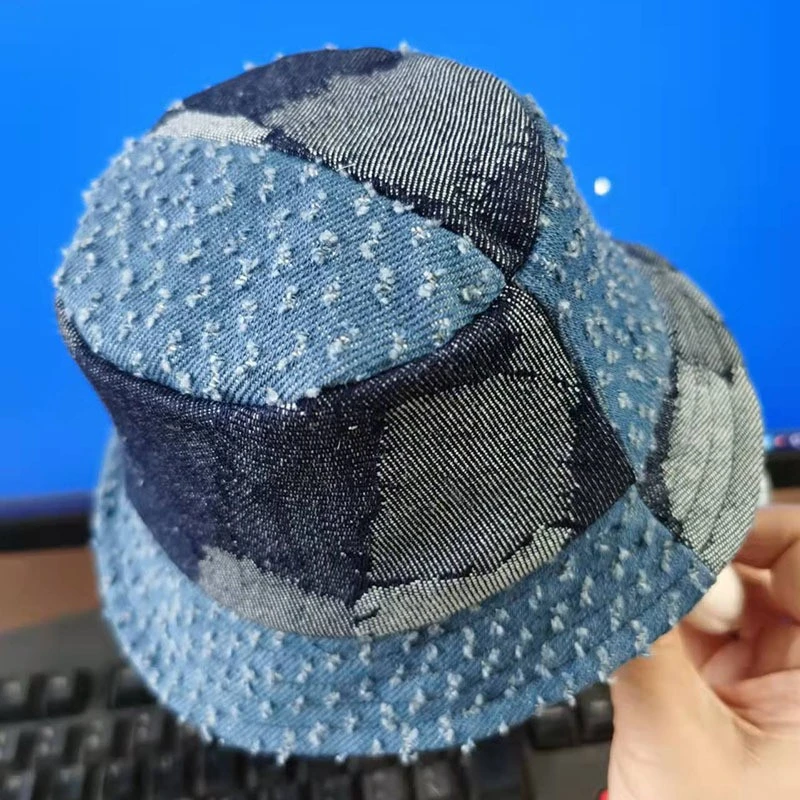 Mini Doll Bucket Hats and Caps — Blue denim colour-block bucket hat