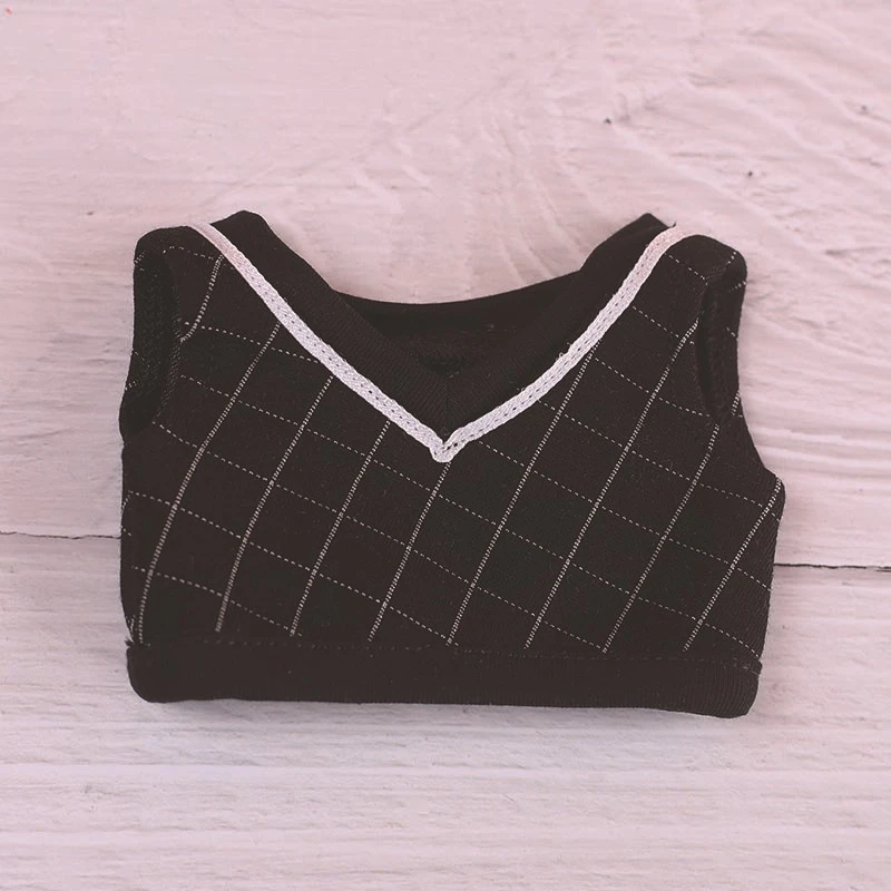 Mini Doll Sweaters — Black plaid vest
