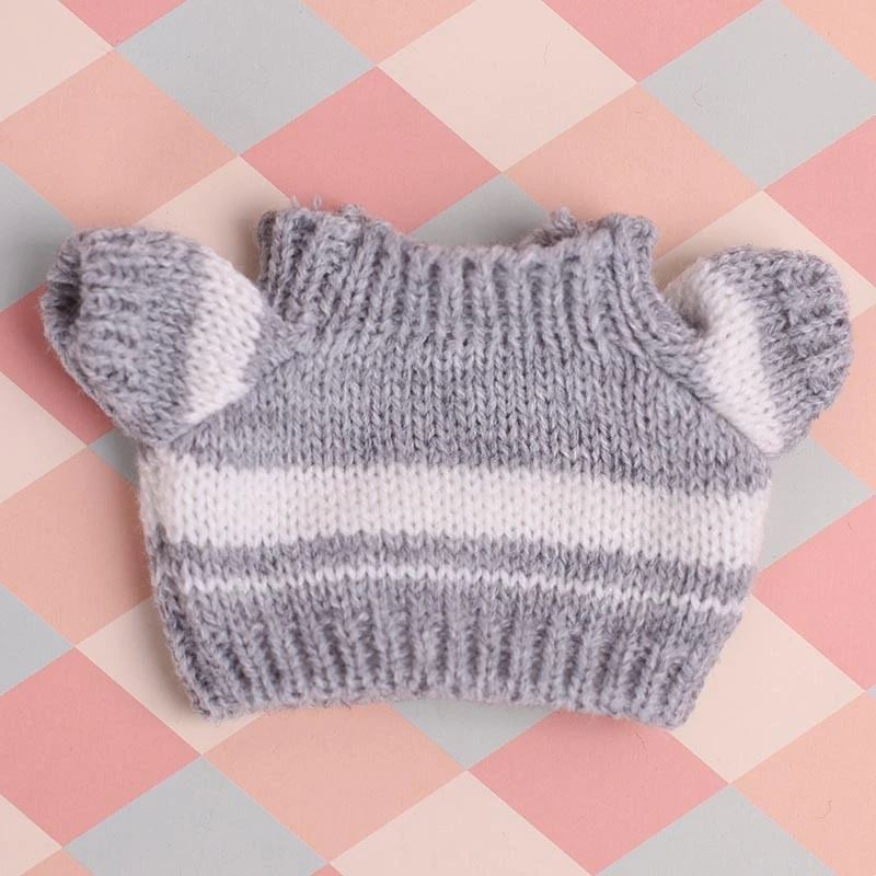 Mini Doll Sweaters — Grey-white striped sweater