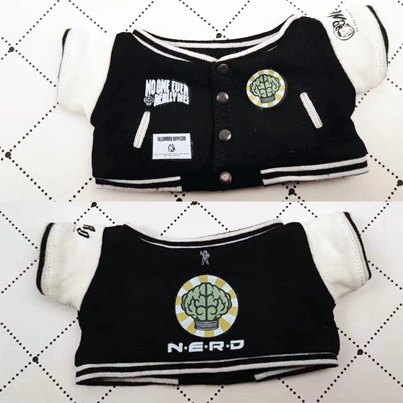 Mini Doll Varsity Jackets and Shirts — 20 cm Brain graphic Black varsity jacket