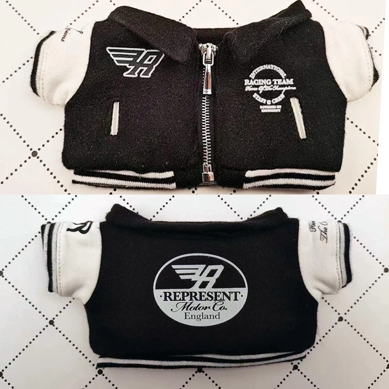 Mini Doll Varsity Jackets and Shirts — 20 cm collared Black varsity jacket