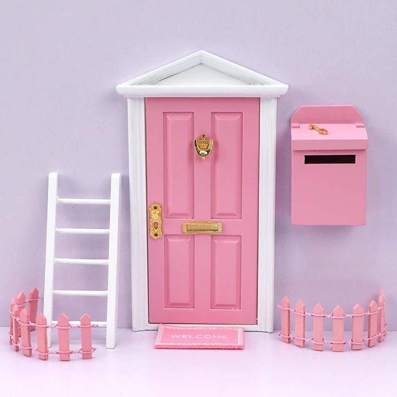Miniature Coloured Door, Ladder, Fence and Mailbox Set — wholesale doll clothing and miniature accessory
