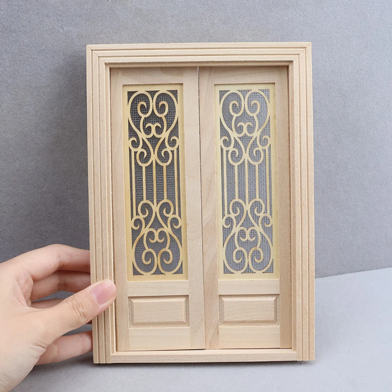 Miniature Double Wooden Door — wholesale doll clothing and miniature accessory
