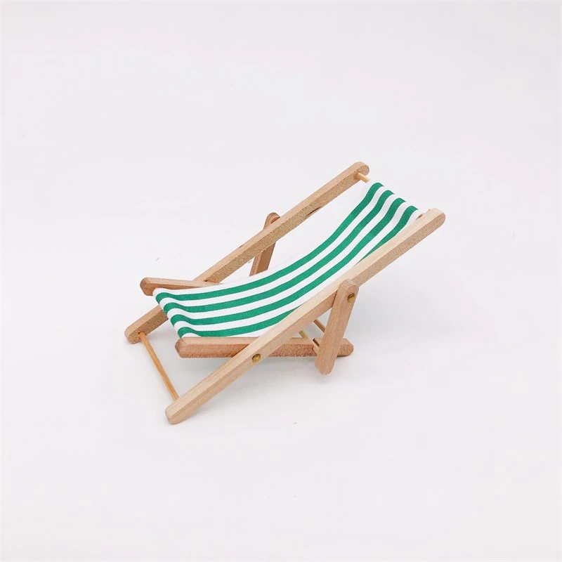 Miniature Folding Beach Lounger — Green stripes