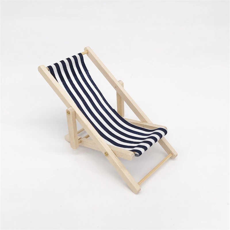 Miniature Folding Beach Lounger — Navy stripes
