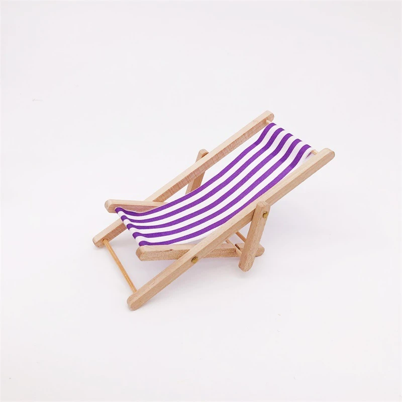 Miniature Folding Beach Lounger — Purple stripes