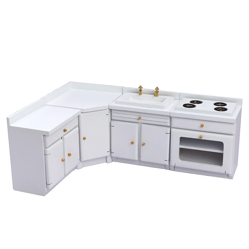 Miniature Kitchen Cabinet Set with Refrigerator — wholesale doll clothing and miniature accessory