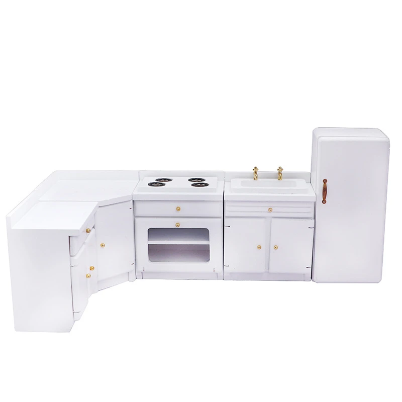 Miniature Kitchen Cabinet Set with Refrigerator — Cabinet set with refrigerator