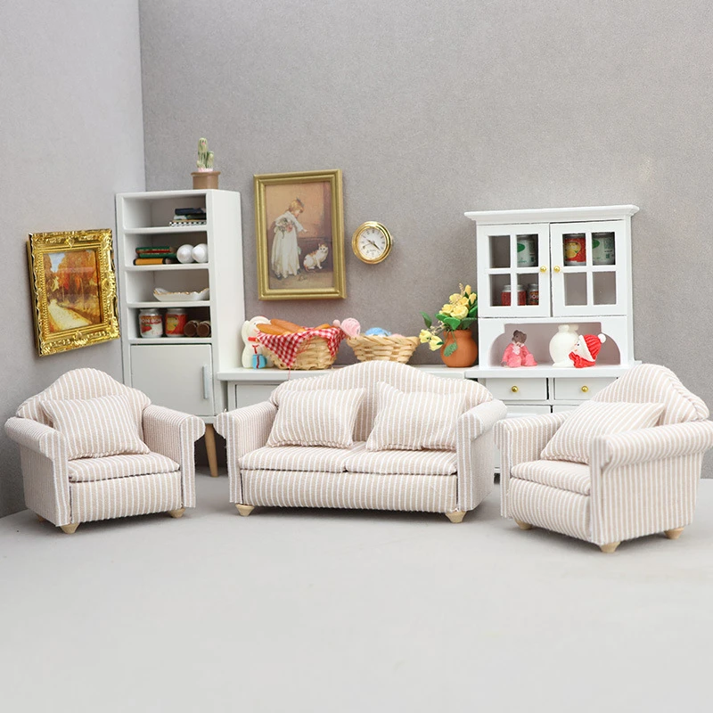 Miniature Three-Piece Sofa Collection — wholesale doll clothing and miniature accessory