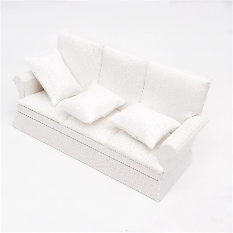 Miniature Three-Seat Sofa with Cushions — wholesale doll clothing and miniature accessory