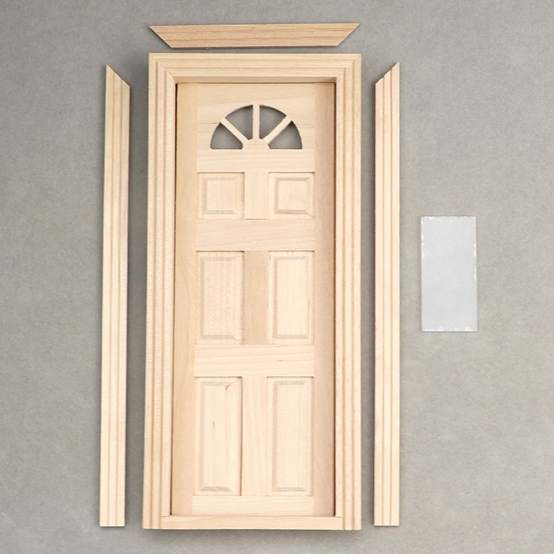 Unpainted Miniature Transom Window and Six-Pane Door — wholesale doll clothing and miniature accessory