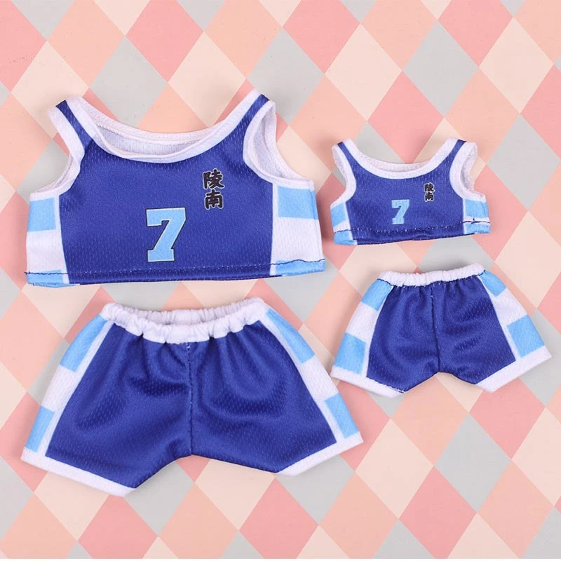 Number 7 Doll Jersey Sets — Blue 7 number jersey 2-piece set