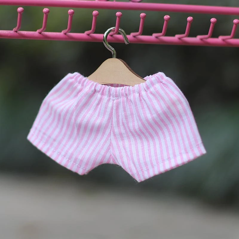 Patterned Elastic Doll Pants — Pink striped elastic-waist pants