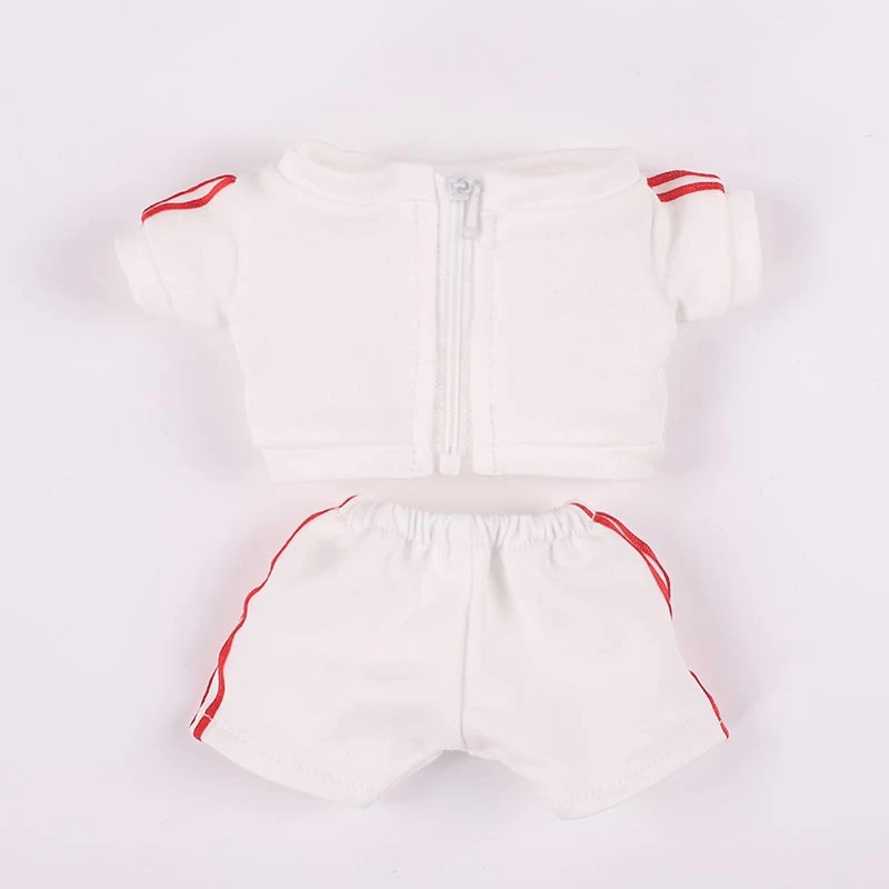 Two-Piece Doll Tracksuits — White blank red ribbon tracksuit 2-piece set
