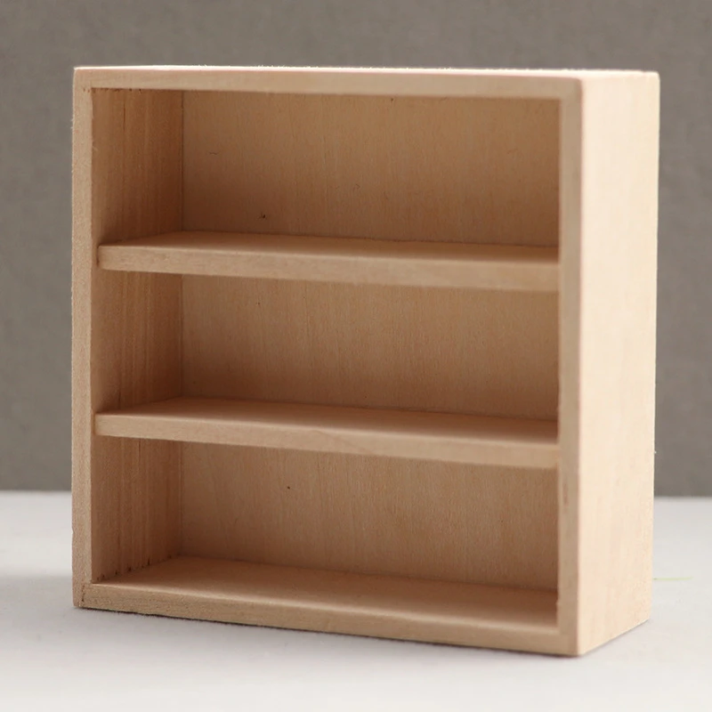 Unpainted Miniature Cabinet Set — Three-grid cabinet