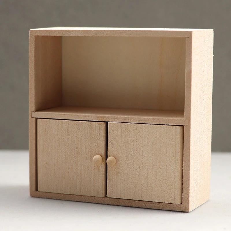 Unpainted Miniature Cabinet Set — Double-door cabinet