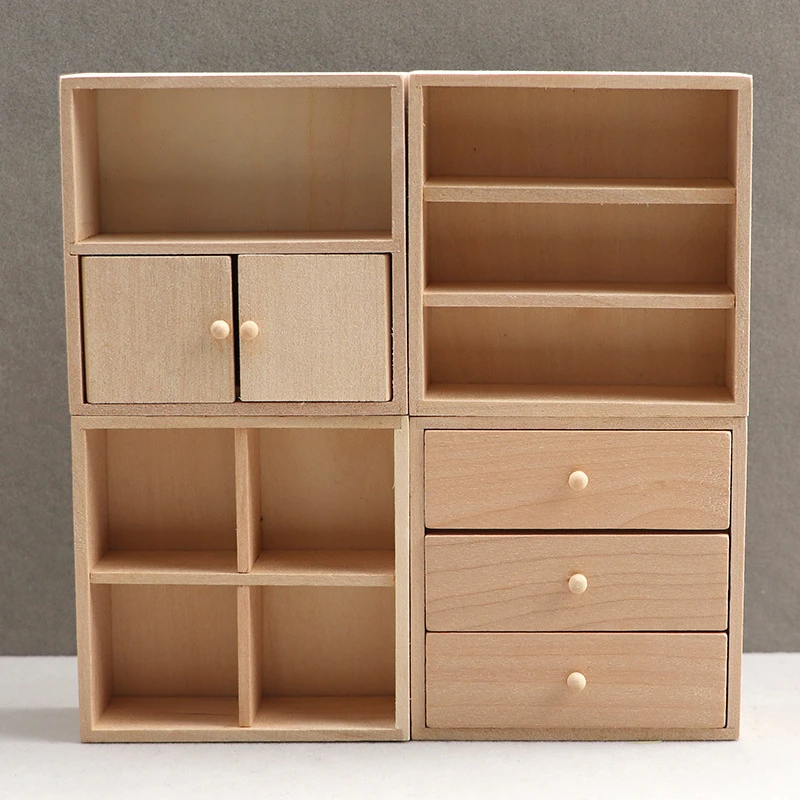 Unpainted Miniature Cabinet Set — Four-unit combination