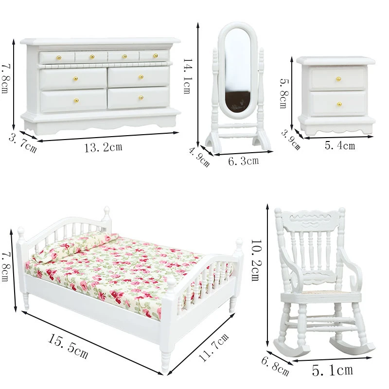 White Miniature Garden Furniture Set — wholesale doll clothing and miniature accessory
