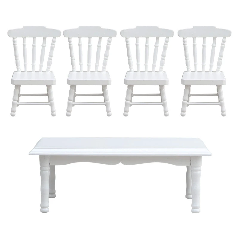 White Miniature Table and Chairs — wholesale doll clothing and miniature accessory